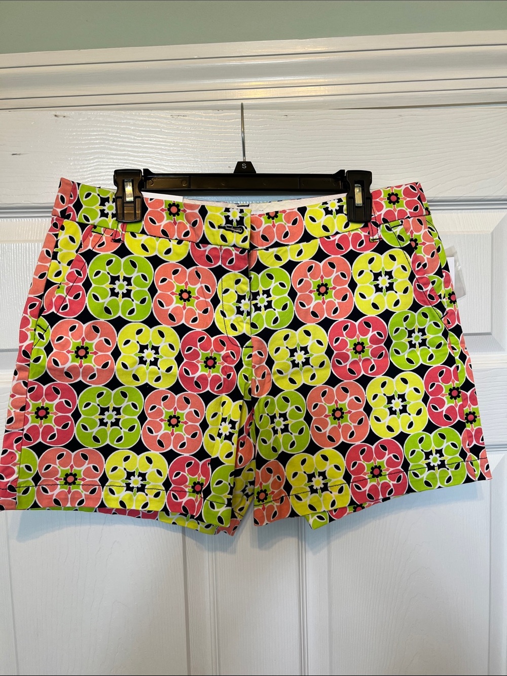 crown & ivy Neon Floral Geometric Shorts - Black, Pink, Yellow, Green